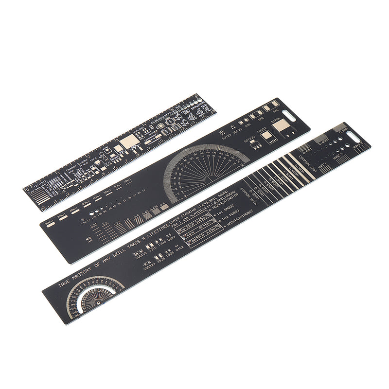 1Set 15cm 20cm 25cm Multifunctional PCB Ruler Measuring Tool Resistor Capacitor Chip IC SMD Diode Transistor Package 180 Degrees