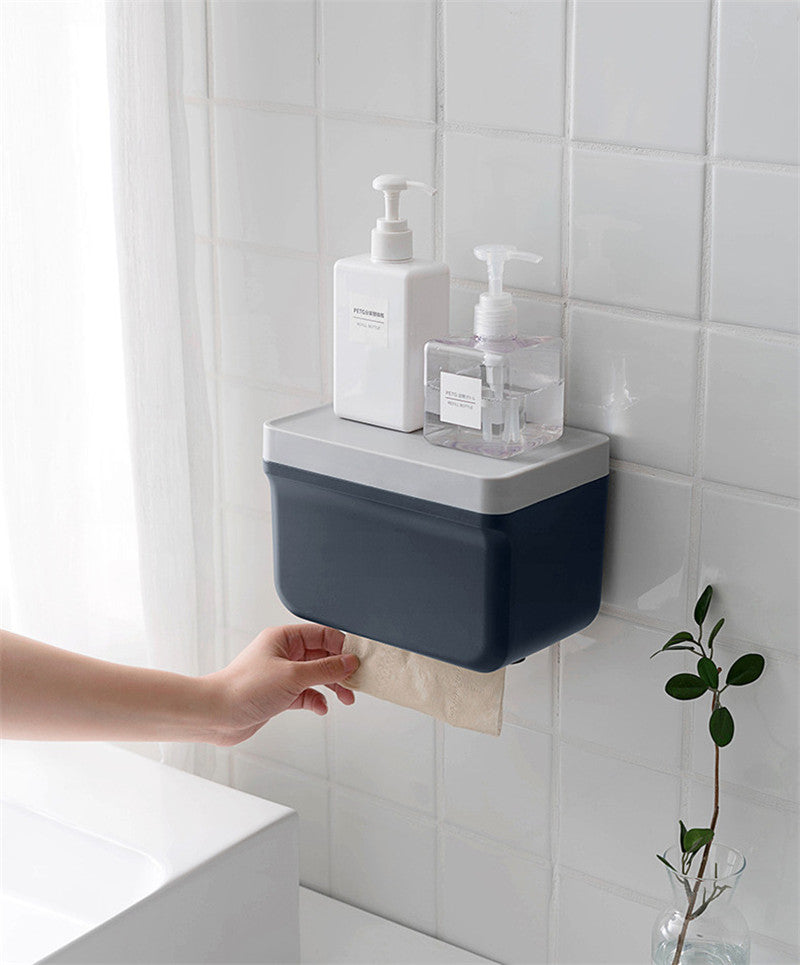 Creative Wall Mount Paper Roll Holder Dispenser Toilet Tissue Box Waterproof Paper Holder