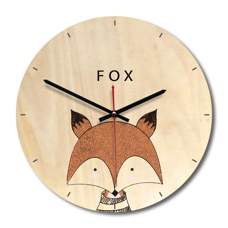 Wooden Wall Clock Livingroom Wood Animal Printing Painting Wall Clock Creative Clock Home Decor