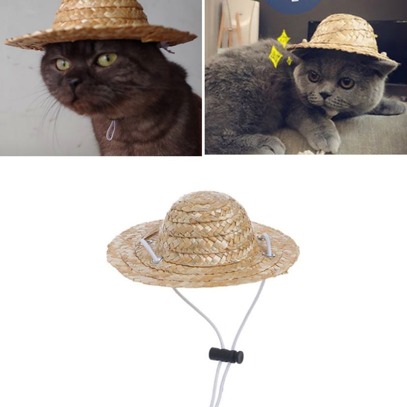 Cute Cat Puppy Pet Glasses Eye Wear Sunglasses Straw Hat Photo Props Cool Toys