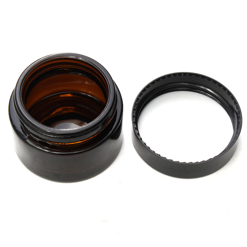 30mL Brown Amber Glass Small Jar Round Empty Black Lid Cream Balm Jar Container