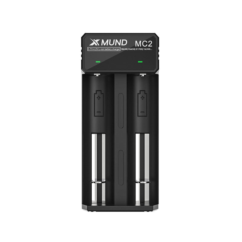 Xmund XD-MC2 3.7V-4.2V LED Power Indicator TC/CC/CV 3Modes USB Rechargeable 2Slots Lithium Battery Charger 18650/26650/21700 Battery Charger