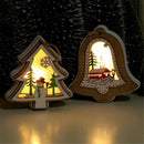 Wood Christmas Tree Hanging Ornaments Battery Powered LED Light Pendants Decoration