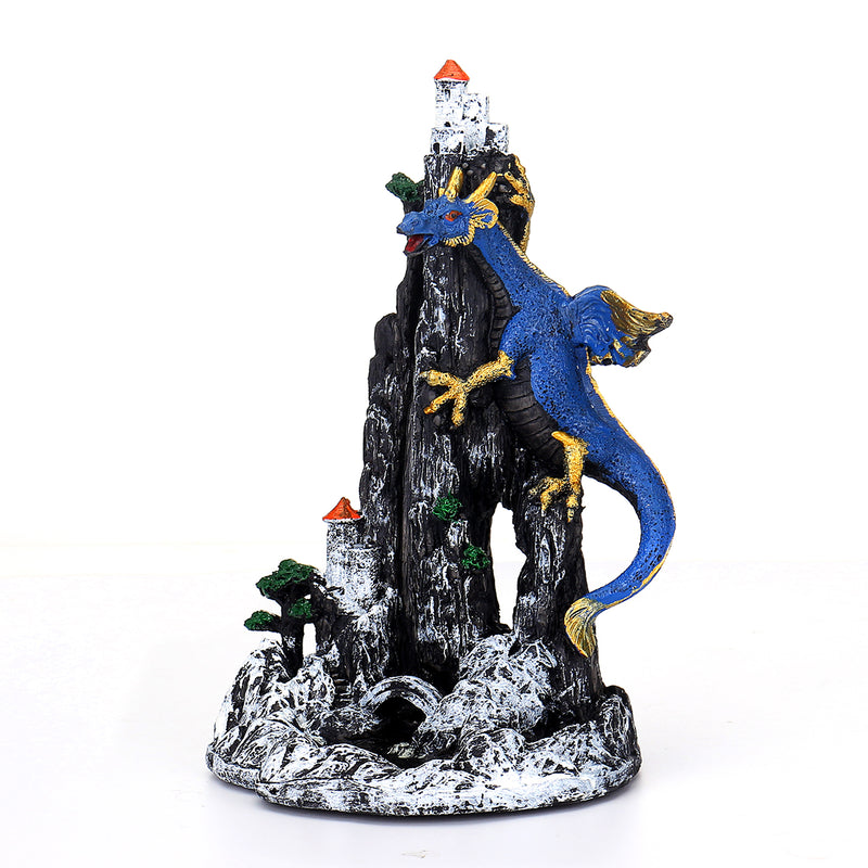 Backflow Incense Burner Resin Dragon Censer Holder + Cone Home Decor 13.5x22.5cm