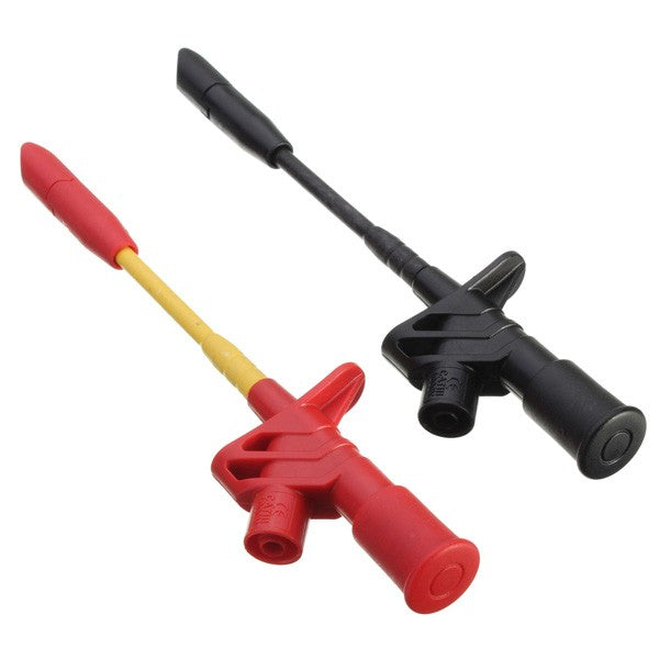 2Pcs Fully Insulated Quick Piercing Test Clips Multimeter Test Probe Spring Load