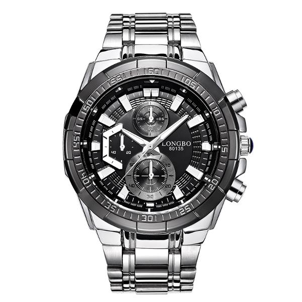 LONGBO 80135 Military Style Men Quartz Watch Luxury Stainless Steel Wristwatch