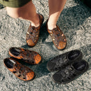 HEMU Men's Leather Sandals Non-Slip Quick Drying Waterproof Fashion Deodorant Sports Casual Sandals