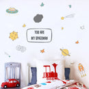 Miico FX64036 Cartoon Wall Sticker Spaceship Meteorite Combination Stickers Children's Room Decoration Wall Stickers