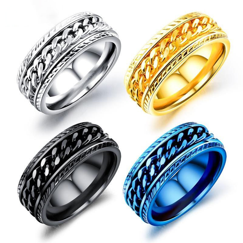 Trendy Hip Hop Titanium Steel Chain Personality Male Single Ring
