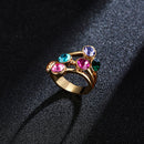Trendy Multicolor Rhinestones Gold Plated Gift Party Women Ring