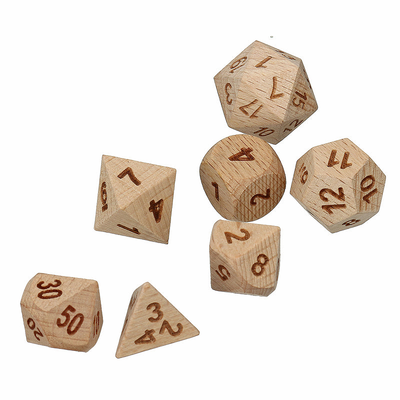 7Pcs Woodmade Polyhedral Dices Set Role Playing Game Dice Gadget for Dungeons Dragon Games Gift