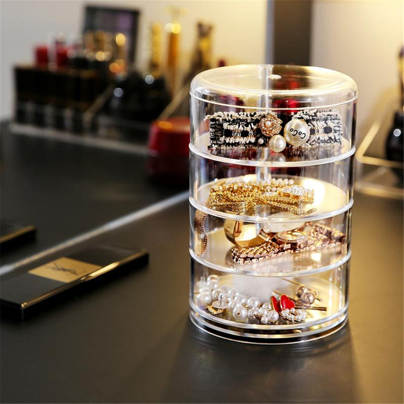 360 Degrees Rotating Cosmetic Makeup Organizer Storage Box Shelf Display Acrylic