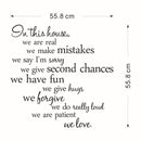 60X56CM In This House English Letter Proverbs Wall Stickers Home Decoration
