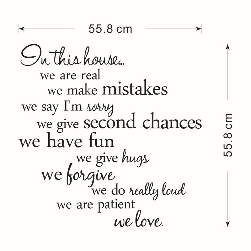 60X56CM In This House English Letter Proverbs Wall Stickers Home Decoration
