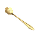 KCASA KC-FS04 Gold Flower Shape Stainless Steel Coffee Sugar Spoon Tea Spoon Ice Cream Tableware