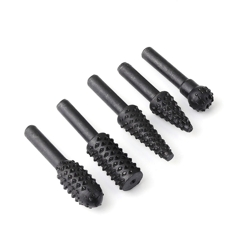 5pcs 1/4 Inch Drill Bit Set Rotary File Burr for Woodworking Wood Carving Tool