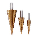 Drillpro 4pcs 4-12/20/32mm HSS Titanium Step Cone Drill Bit with Automatic Center Pin Punch