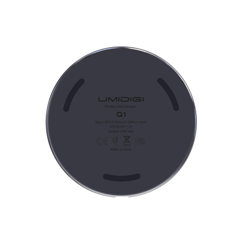 UMIDIGI Q1 15W 2.5D Charging Surface Fast Wireless Charger for iPhone 8 X for Samsung S8 S9 Note 8