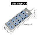 USB 4 Port 8 Way Power Strip Socket Multifunctional Outlets Charger Plug Cord