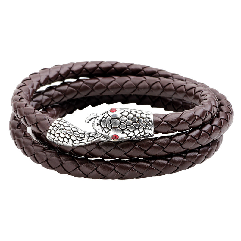 Trendy Multilayer Snake Shape Bracelet Gold Leather Bracelets For Men