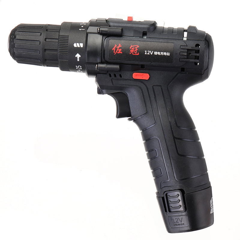 12V Electric Cordless Drill Chuck 2 Speed Screwdriver Hammer LED Light 1500mAh