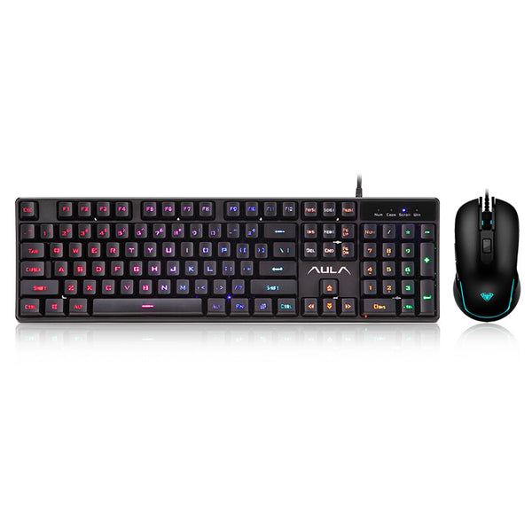 AULA T100 USB Wired Backlit  Keyboard and 2400DPI Adjustable Mouse Combo