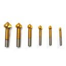 Drillpro 6pcs 3 Flute Titanium Chamfer 90 Degree Chamfering End Mill Cutter Countersink Drill Bit