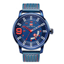 MINI FOCUS MF0154G Military Style Calendar Color Dial Men Wrist Watch Leather Strap Quartz Watch