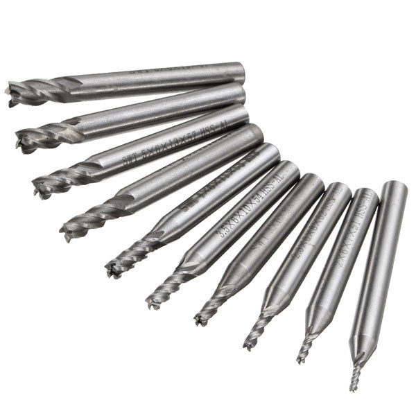 10pcs 1.5mm to 6mm HSS 4 Flute End Mill Cutter 6mm Shank Milling Cutter Set