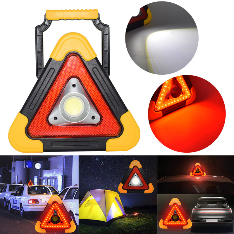 Portable COB LED Work Light Multi-function Triangle Warning Traffic Lamp Camping Searchlight