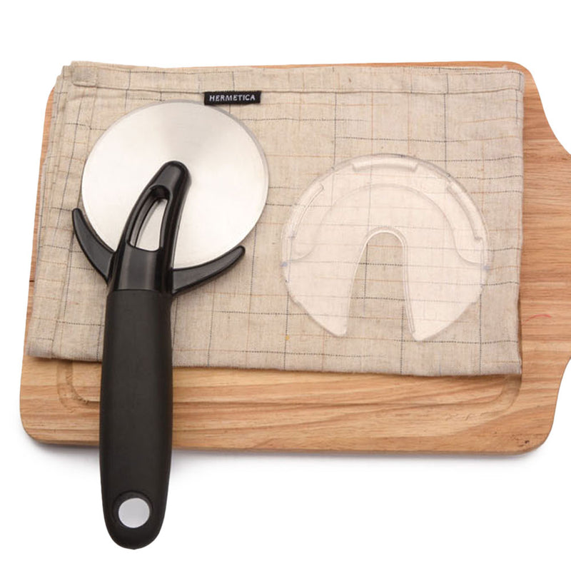 Pizza Slitting Roller Cutter Stainless Steel Pizza Cutter Wrench with Protective Cover Cut Pizza Tool