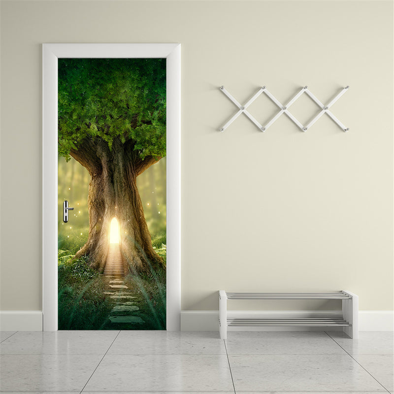 3D Tree Hole Door Sticker Mural PVC Waterproof Decals Home Wall Decorations