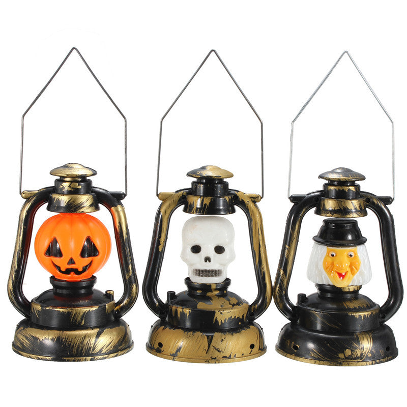 Halloween Pumpkin Skull Witch Lantern Lamp With Light Laughter