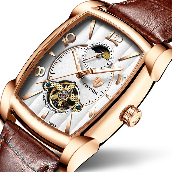 TEVISE T802B Business Style Men Wrist Watch Moonphase Date Display Automatic Mechanical Watch