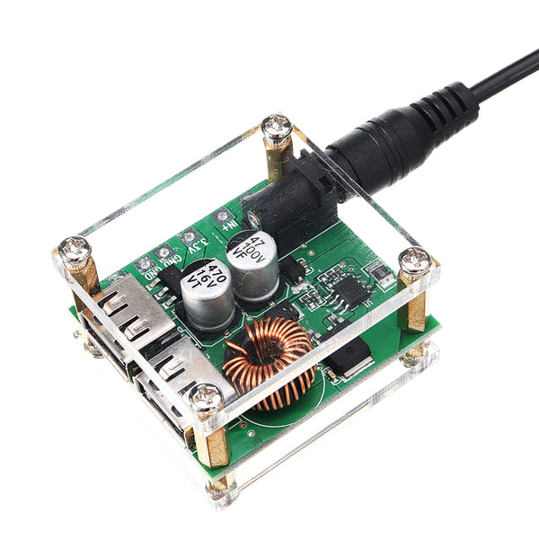 Dual USB Output 9V 12V 24V 36V 48V 60V 72V to 3.3V/5V DC-DC Vehicle Charging 3A Buck Voltage Regulator Power Supply Module with Case