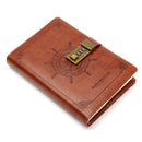 B6 Vintage Notepad Notebook Diary Daily Memos Planner Agenda Notebook PU Leather Sketchbook with Lock Password Office School Students Supplies