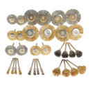 32pcs Wire Steel Brass Brushes Polishing Brush Wheels Set for Dremel Rotary Tool