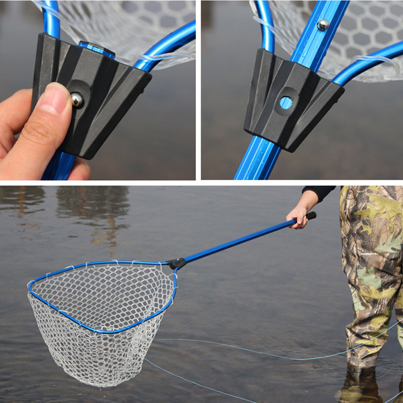 ABS Portable Folding Fishing Net Telescopic Handle Fly Fishing Catcher