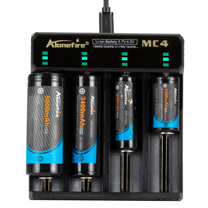Alonefire 3.7V 4 Slot Universal Intelligent Battery Charger with short circuit protection For Li-ion Battery 18650 26650 14500