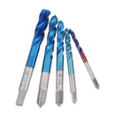 Drillpro 5Pcs M3-M8 Spiral Thread Screw Tap Drill Blue Nano Coated Machine Tap Metric Drill Bit Set