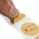 500PCS Kraft Paper Handmade With Love Sticker DIY Gifts Wrap Cookies Packaging Sticker