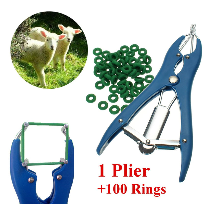 Sheep Castration/Banding/Tail Docking/Applicator/100 Rings/Cattle/Marking/Farm Castrator Tools