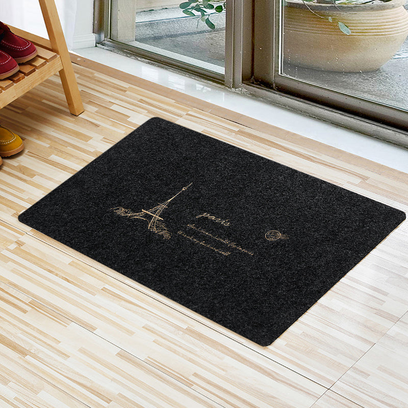 Modern Non-slip Door Floor Rug Mat Embroidered Iron Tower Kitchen Bathroom Carpet Home Decorations