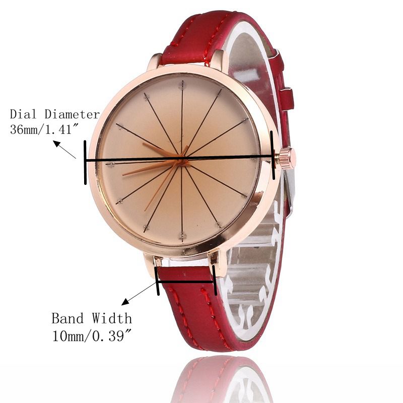 Fashion Cross Line Leather Band Ladies Dress Women Quartz Watch