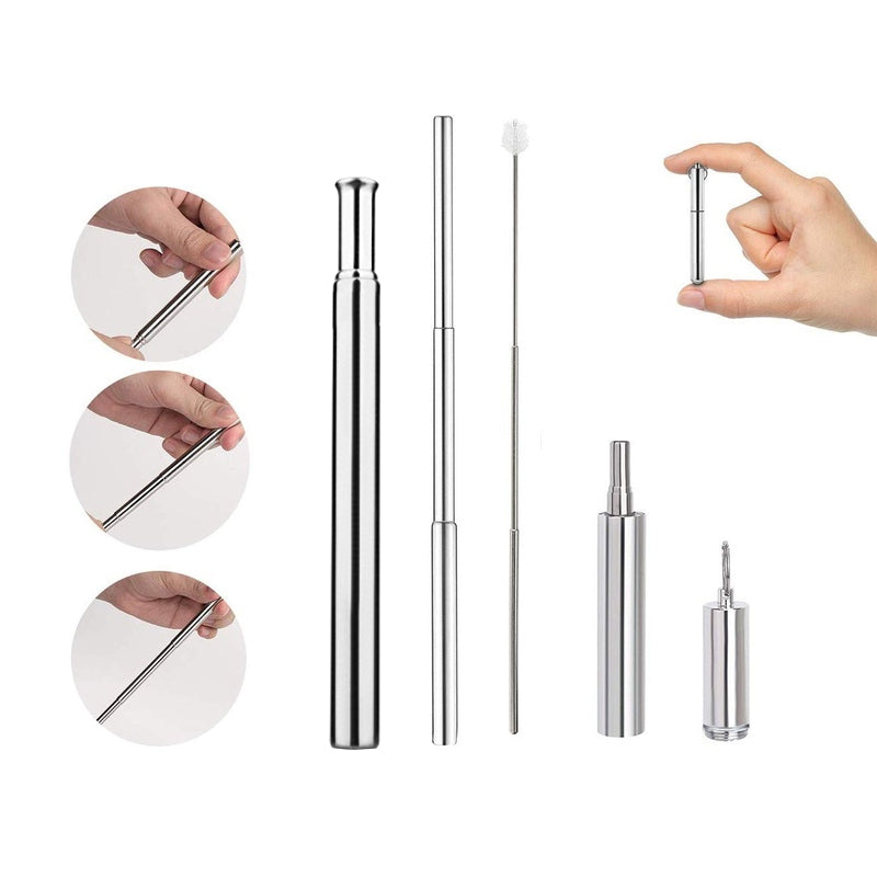 Stainless Steel Telescopic Drinking Straw Portable straw for Travel Reusable Collapsible Metal Drinking Straw With Brush