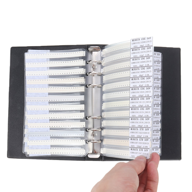 2550pcs 51values*50pcs 0201 SMD Capacitor Sample Book 0.5PF~220NF Capacitor Assortment Kit