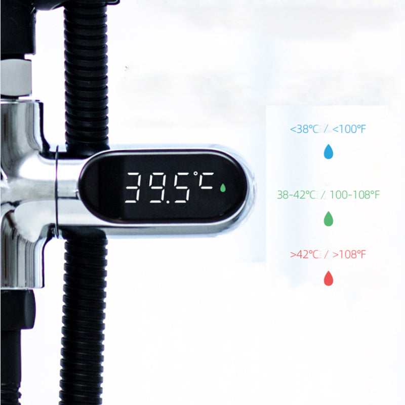 [Upgrade Version] V2 Water Shower Thermometer LED Celsius Fahrenheit Time Display Flow Self-Generating Electricity Water Temperture Meter