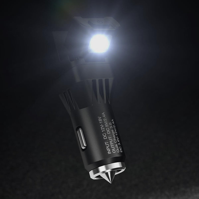 Nitecore VCL10 Quick Charge 3.0 USB Car Charger With White + Red Light Flashlight