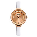 SKMEI 1184 Simple Design Ladies Wrist Watch Genuine Leather Strap Quartz Watches