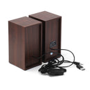 LEnRuE V2200 Wooden Mini Computer Speaker 2.0 Stereo Bass Double Desktop Speakers